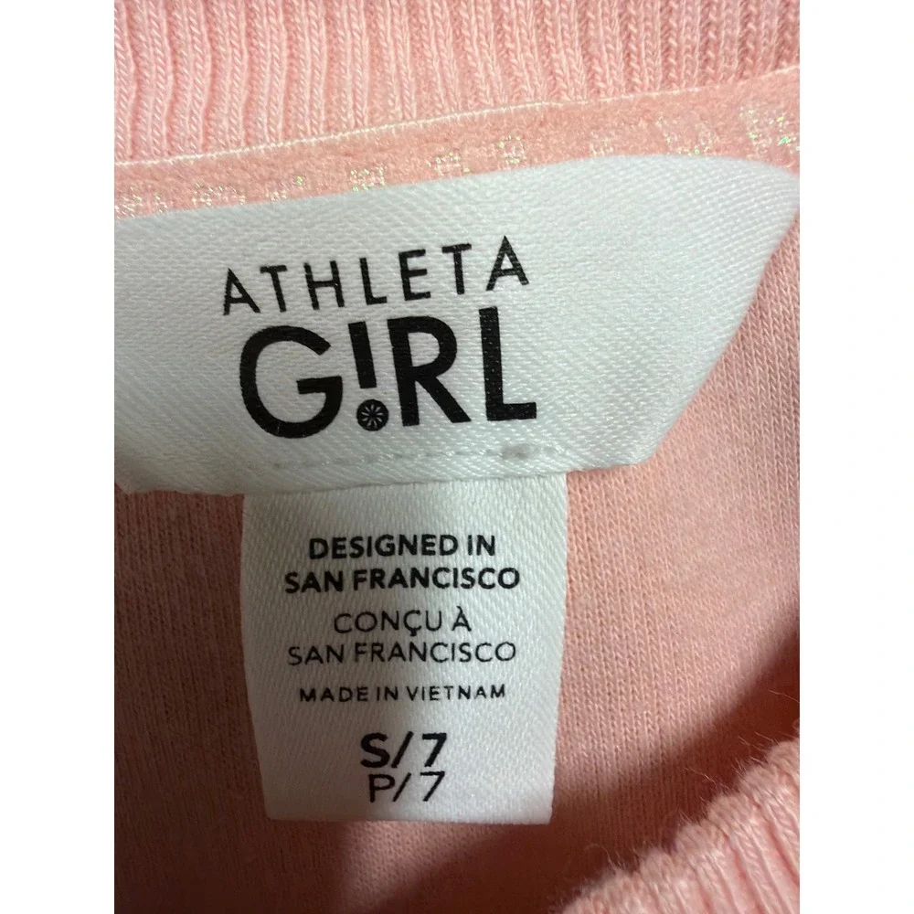 Athleta Girl Dress Girls S 7 Pink Fleece Long Sleeve Pockets Cozy Athleisure